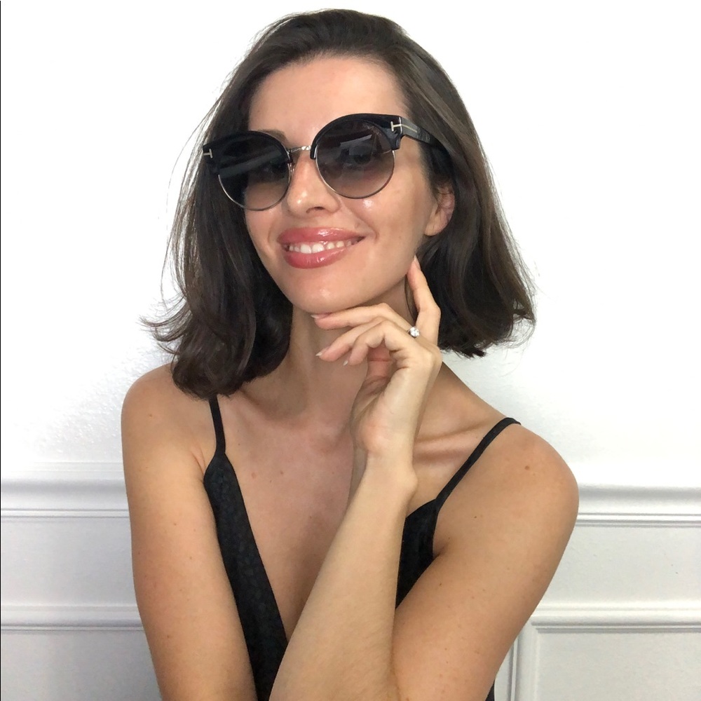 New TOM FORD Alissa Round Black Sunglasses - Picture 10 of 16